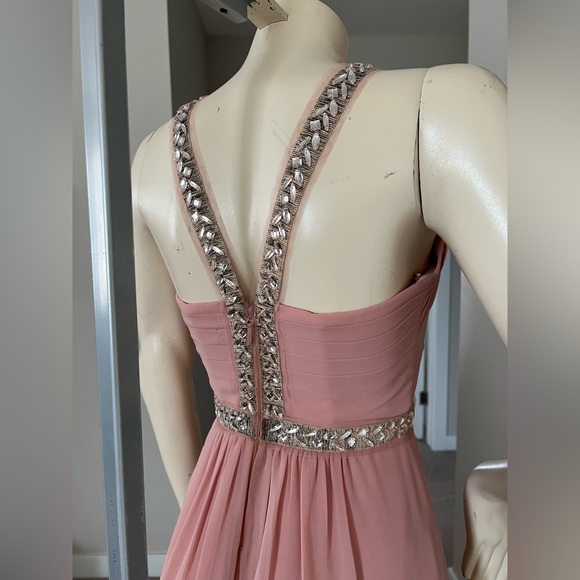 BCBGMAXAZRIA “Celestine” Beaded Halter Gown – Misty Rose – Size 0 - Picture 11 of 15